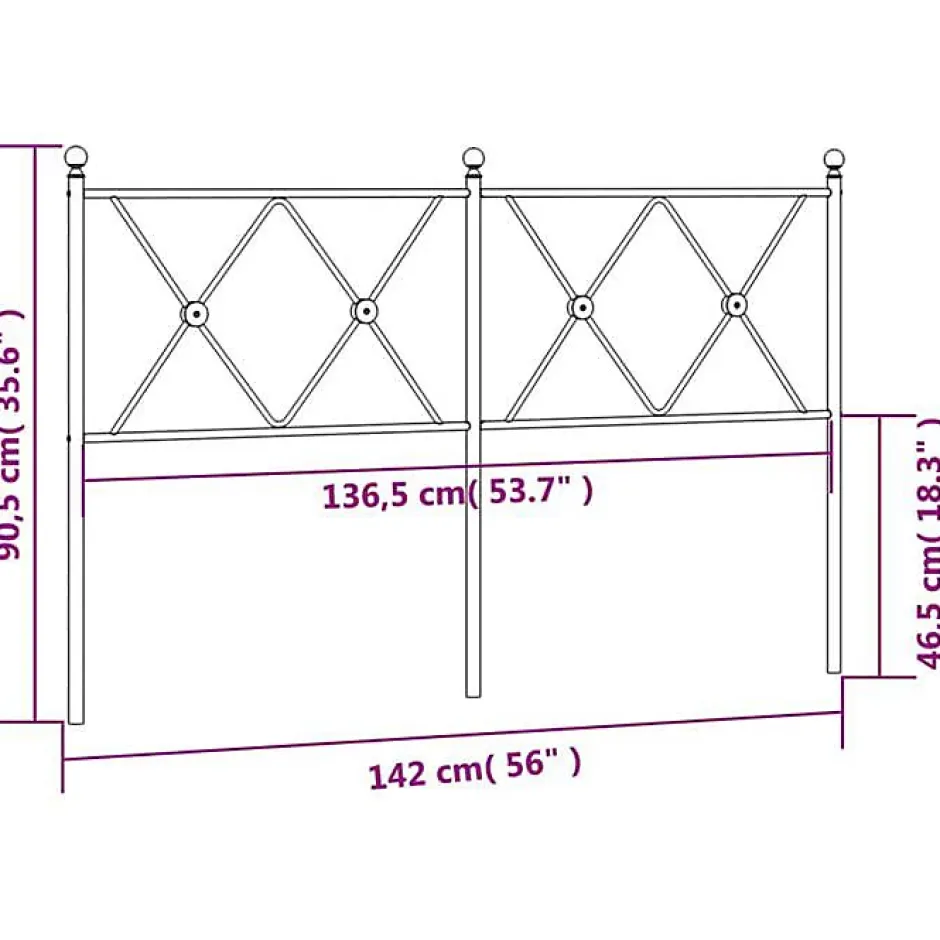 Vidaxl Tête de lit de remplacement métal blanc 137 cm Sale