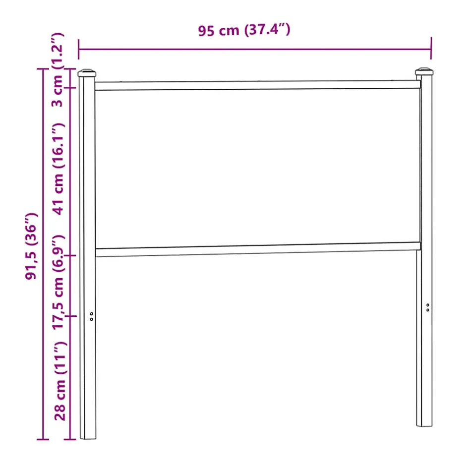 Vidaxl Tête de lit de remplacement chêne fumé 90 cm bois d'ingénierie et acier New