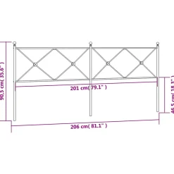 Vidaxl Tête de lit de remplacement métal noir 200 cm Sale