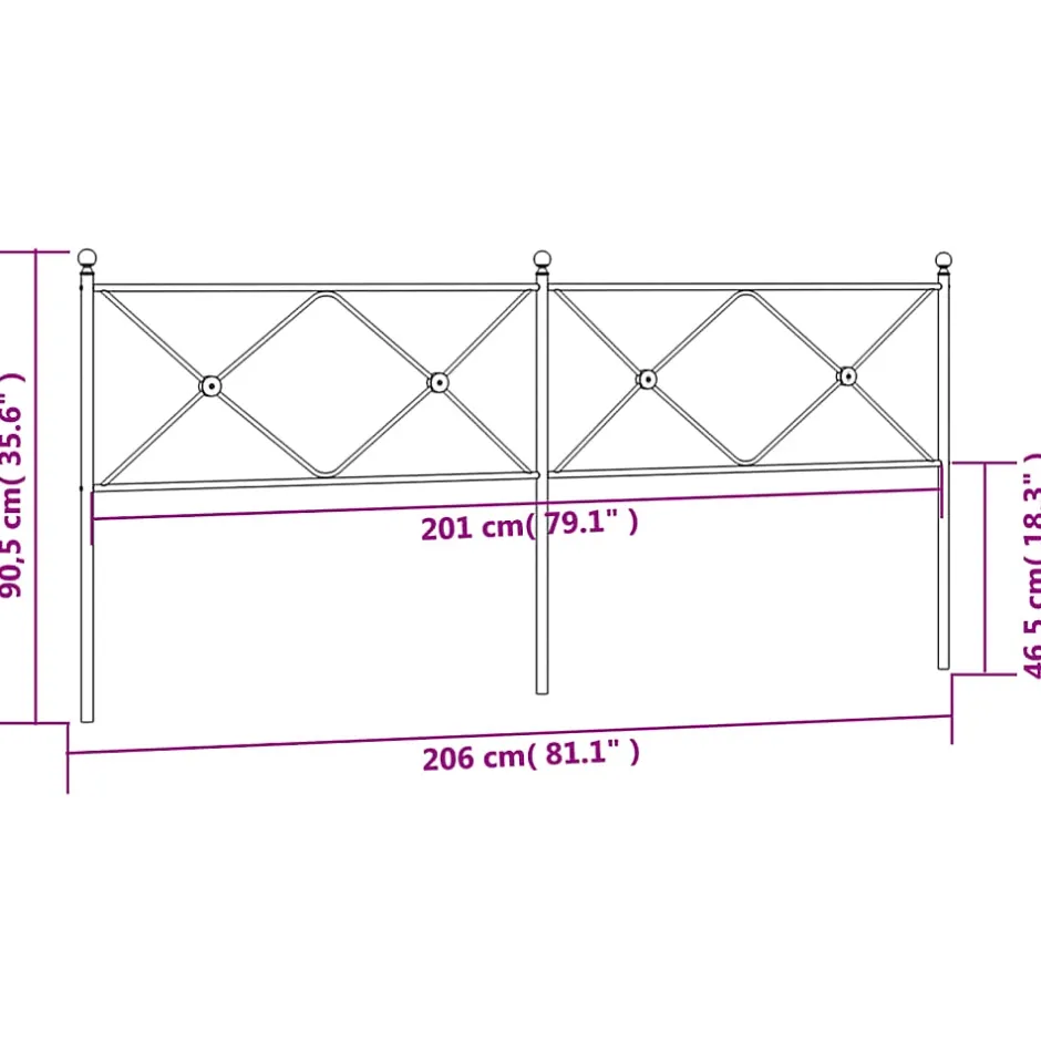 Vidaxl Tête de lit de remplacement métal noir 200 cm Sale