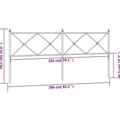 Vidaxl Tête de lit de remplacement métal noir 200 cm Sale