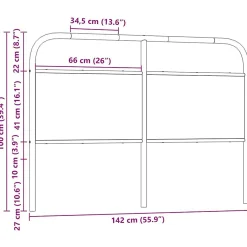 Vidaxl Tête de lit de remplacement chêne fumé 135 cm acier et bois d'ingénierie