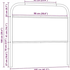 Vidaxl Tête de lit de remplacement chêne fumé 100 cm acier et bois d'ingénierie Clearance