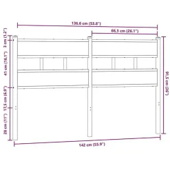 Vidaxl Tête de lit de remplacement chêne marron 135 cm acier et bois d'ingénierie