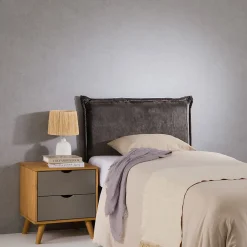 Idimex Tête de lit DELMO 90 sur pieds, en tissu - Gris Clearance