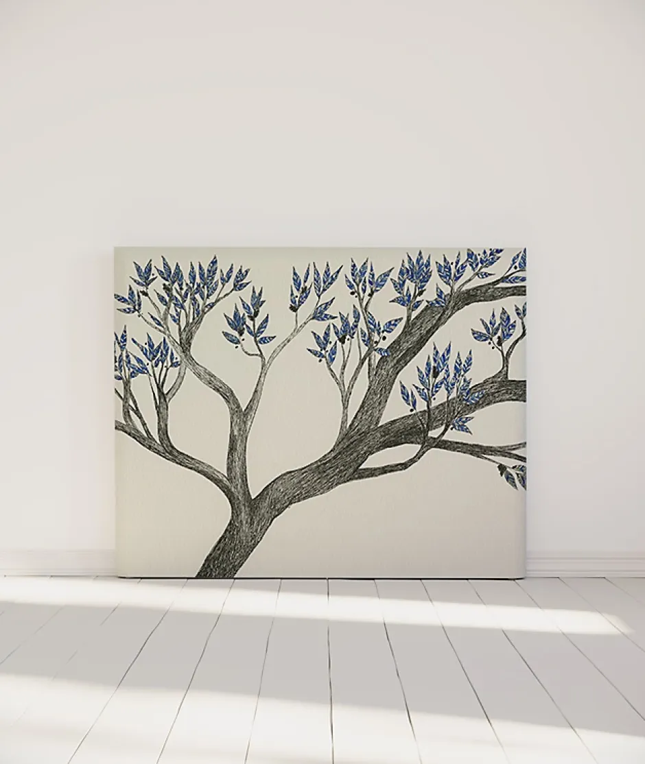 Bellecour Tête de lit déhoussable Arbre Bleu 140x110 cm New