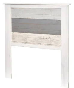 Pegane Tête de lit en pin coloris blanc et gris - Longueur 105 x Profondeur 4 x Hauteur 112 cm