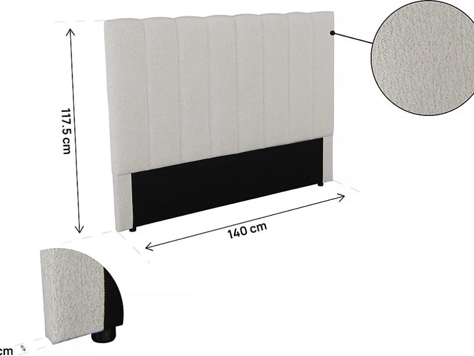Habitat Et Jardin Tête de lit en tissu texturé "Val Thorens" Beige 140 cm