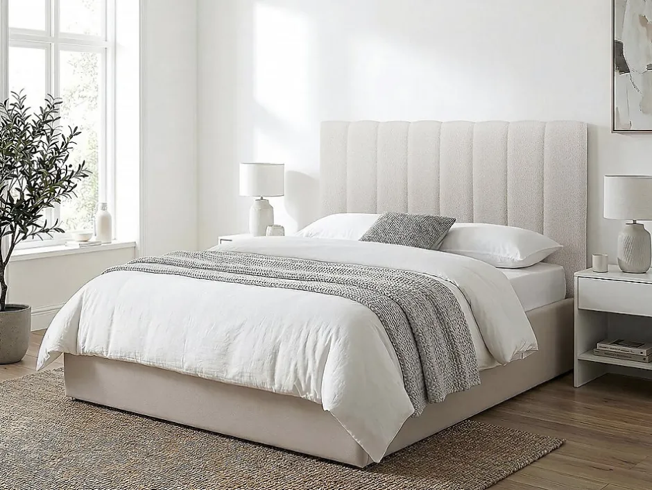 Habitat Et Jardin Tête de lit en tissu texturé "Val Thorens" Beige 160 cm