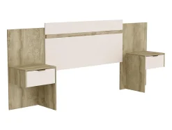 Vente-unique Tête de lit extensible avec chevets - 140/160 cm - Coloris : Naturel et ivoire - PARATI