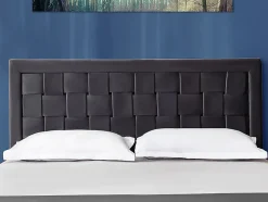 Vente-unique Tête de lit JENNA - 160 cm - Velours - Gris foncé Outlet