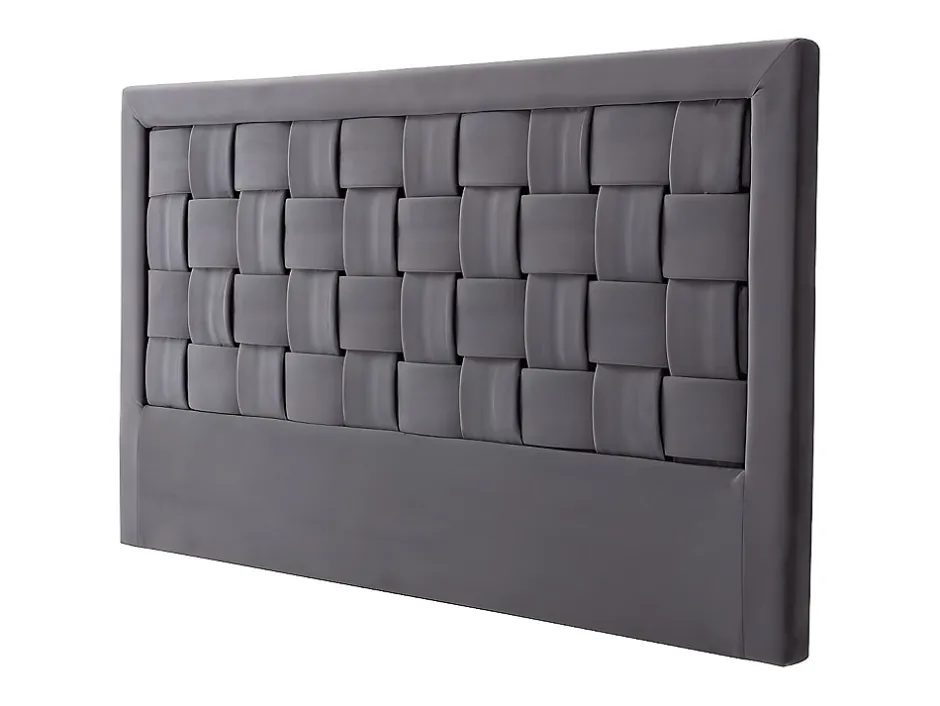 Vente-unique Tête de lit JENNA - 160 cm - Velours - Gris foncé Outlet