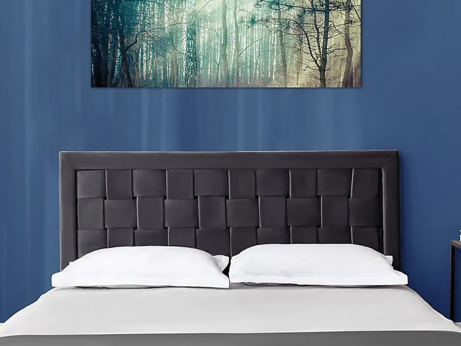 Vente-unique Tête de lit JENNA - 160 cm - Velours - Gris foncé Outlet