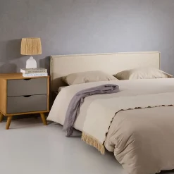 Idimex Tête de lit KLAO 160 sur pieds, en tissu - Écru Clearance