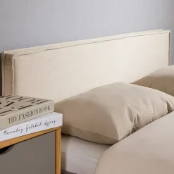 Idimex Tête de lit KLAO 160 sur pieds, en tissu - Écru Clearance