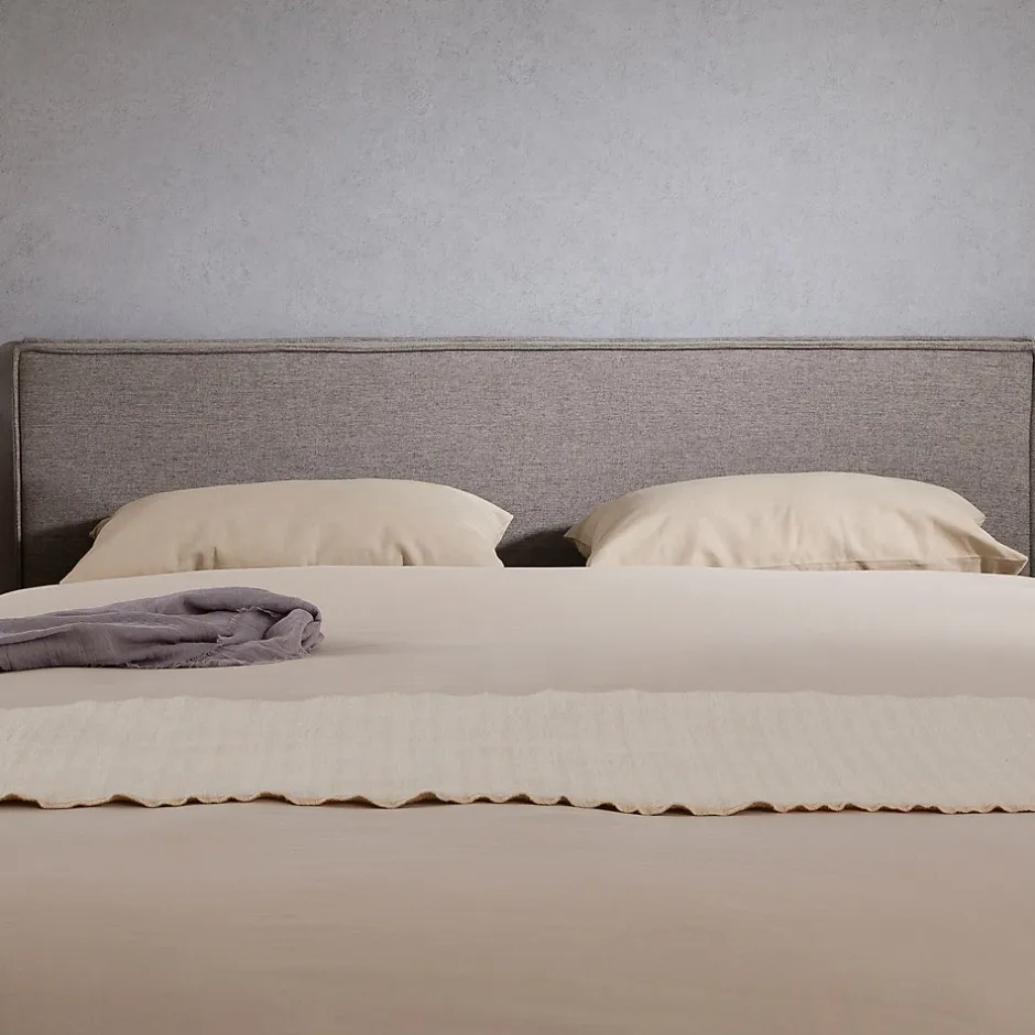Idimex Tête de lit KLAO 160 sur pieds, en tissu - Gris