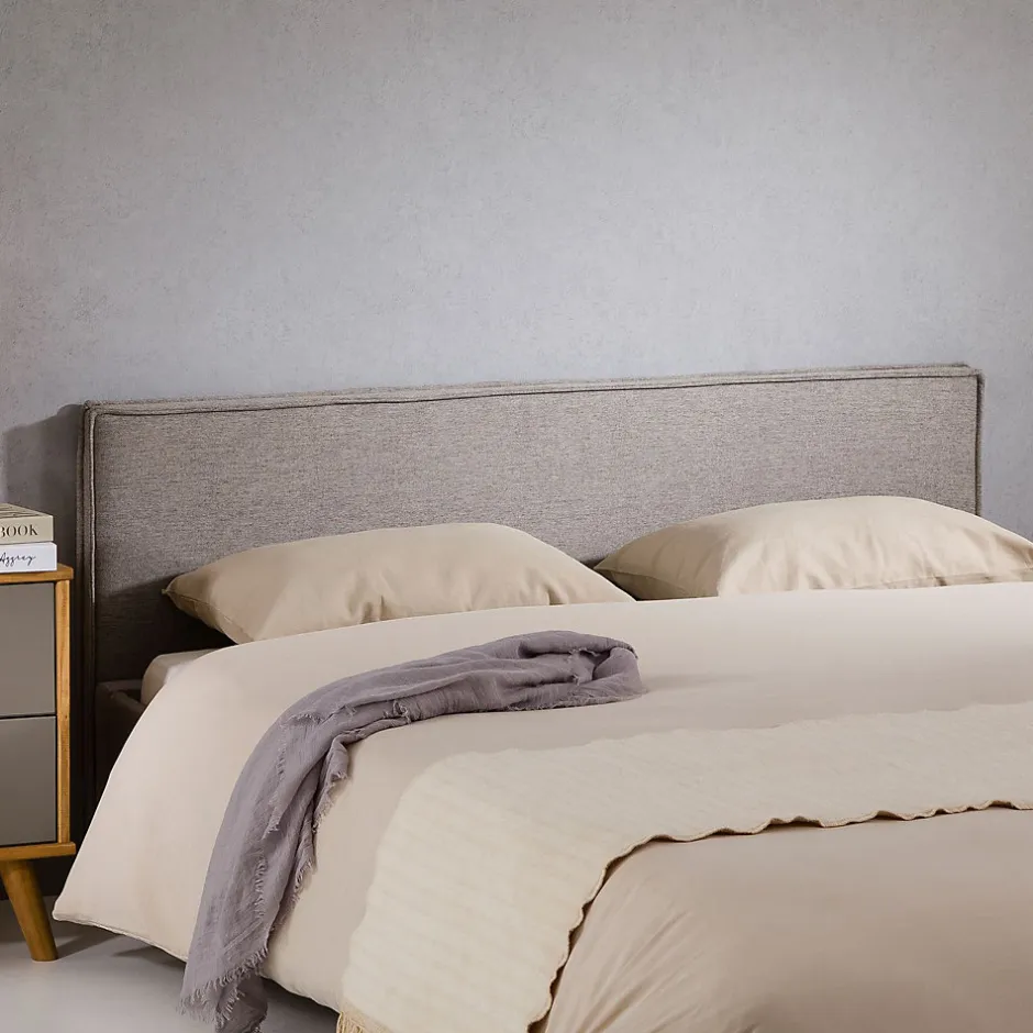 Idimex Tête de lit KLAO 160 sur pieds, en tissu - Gris
