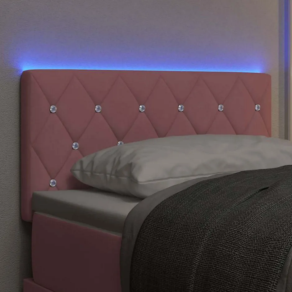 Vidaxl Tête de lit LED avec bandes LED Rose 80 cm Velours