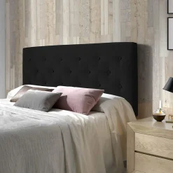 Vs Venta-Stock Tête de lit Oslo 140x100 cm, capitonnée Tissu Anthracite, Épaisseur de 8 cm