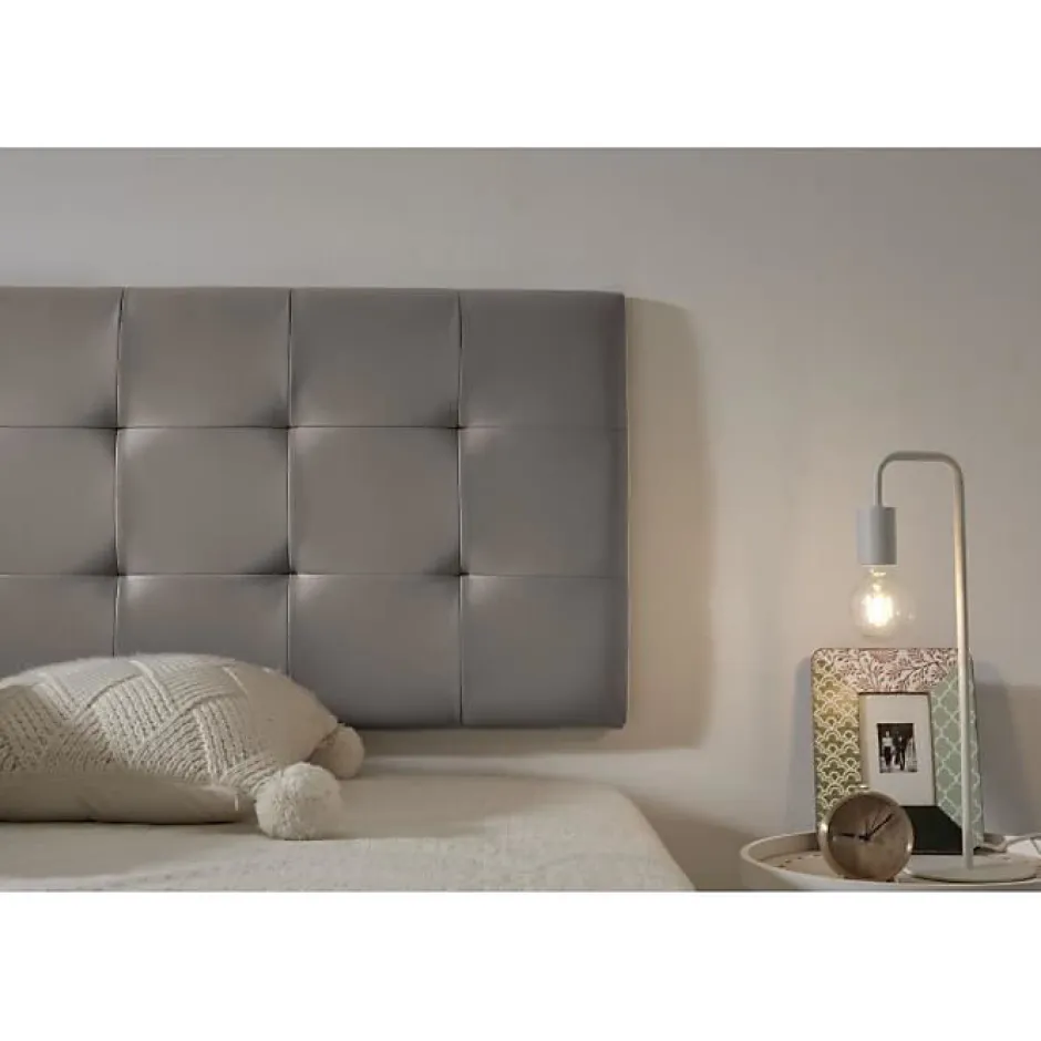 Eccox Tête de lit pour 120 lits Capitone Similicuir Check 152 x 57 x 5 cm Rembourrage en mousse et renfort de dossier Couleur Gris. ECCO