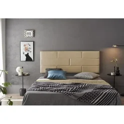 Eccox Tête de lit pour lit 90 Briques de similicuir 112 x 57 x 5 cm Rembourrage en mousse et renfort de dossier Couleur Camel Clair. ECC Hot