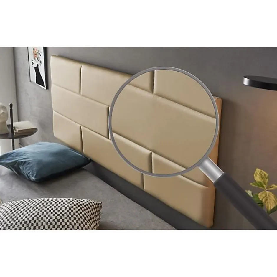 Eccox Tête de lit pour lit 90 Briques de similicuir 112 x 57 x 5 cm Rembourrage en mousse et renfort de dossier Couleur Camel Clair. ECC Hot