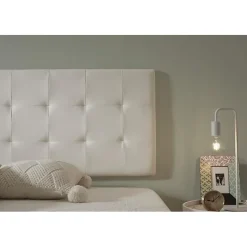 Eccox Tête de lit pour lit 160 capitone similicuir carrés 162 x 57 x 5 cm Rembourrage en mousse et renfort de dossier couleur Blanc. ECC Discount