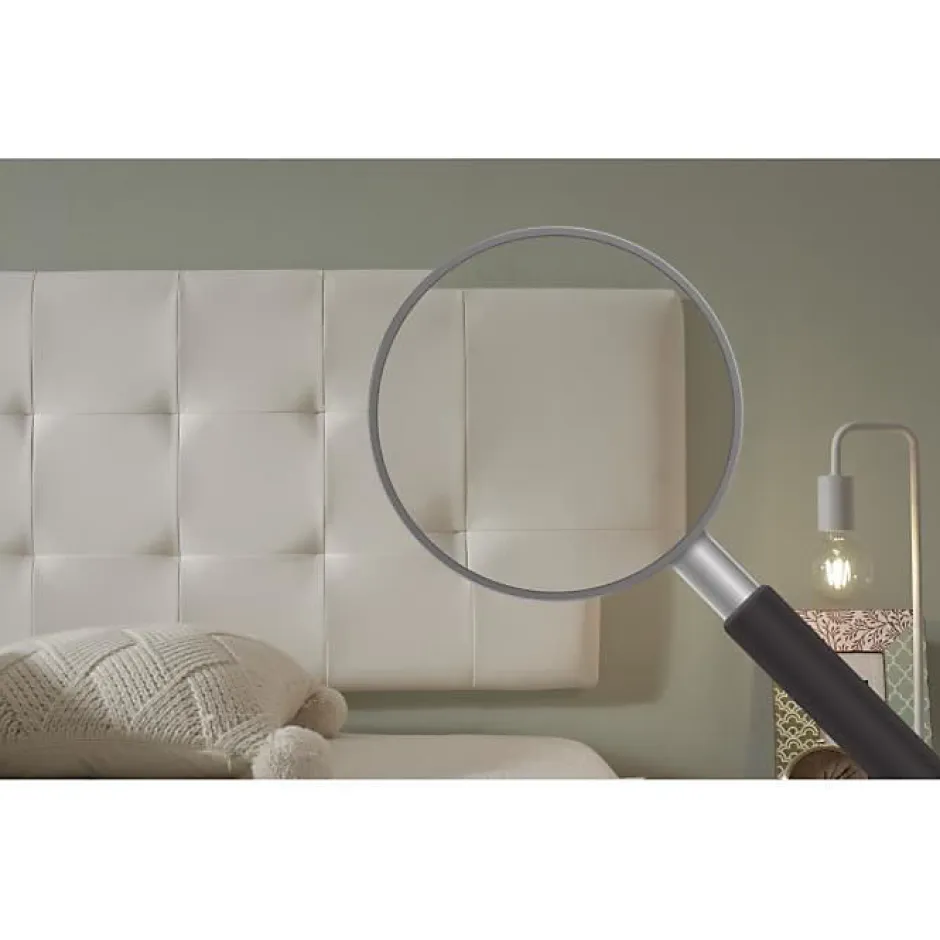Eccox Tête de lit pour lit 160 capitone similicuir carrés 162 x 57 x 5 cm Rembourrage en mousse et renfort de dossier couleur Blanc. ECC Discount