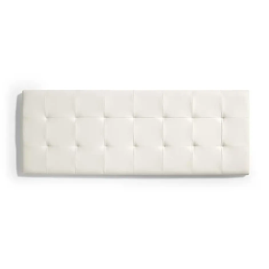 Eccox Tête de lit pour lit 160 capitone similicuir carrés 162 x 57 x 5 cm Rembourrage en mousse et renfort de dossier couleur Blanc. ECC Discount
