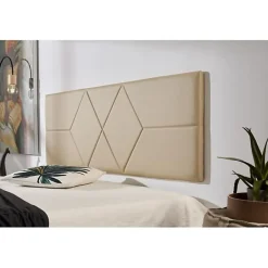 Eccox Tête de lit pour lit de 80 Deux Diamants de Similicuir 112 x 57 x 5 cm Rembourrage en mousse Couleur Camel Clair.