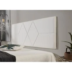 Eccox Tête de lit pour lit de 105 Deux diamants en similicuir 112 x 57 x 5 cm Rembourrage en mousse Couleur Blanc.