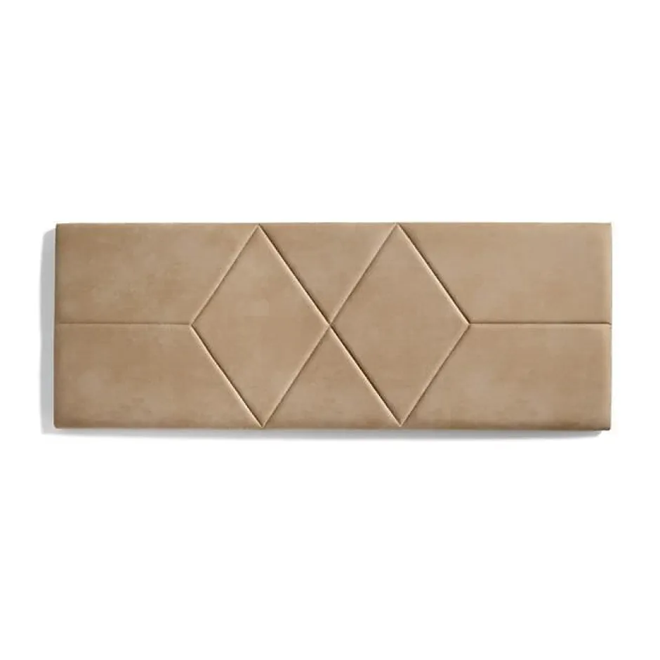 Eccox Tête de lit pour lit de 80 Deux Diamants de Tissu Anti-Tache 112 x 57 x 5 cm Couleur Camel Clair.