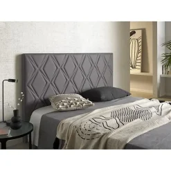 Eccox Tête de lit Rubi gris pour lit 135 en similicuir 154x115x8.