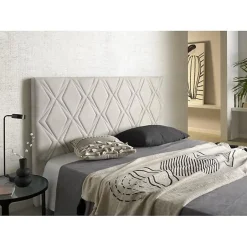 Eccox Tête de lit Rubi pour lit 105 en tissu gris blanc 115x115x8.