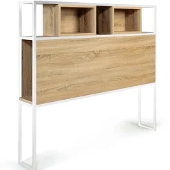 IDMarket Tête de lit sur pied DETROIT 145 cm bois et métal blanc design industriel