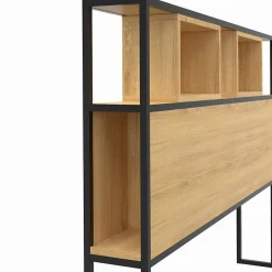 IDMarket Tête de lit sur pied DETROIT 165 cm bois et métal noir design industriel