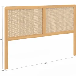 IDMarket Tête de lit sur pied EDHEN 160 cm cannage et bois