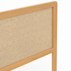 IDMarket Tête de lit sur pied EDHEN 160 cm cannage et bois