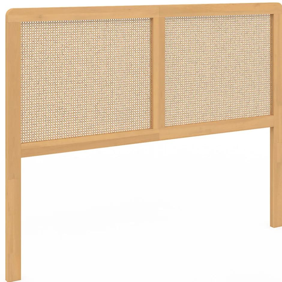 IDMarket Tête de lit sur pied EDHEN 140 cm cannage et bois