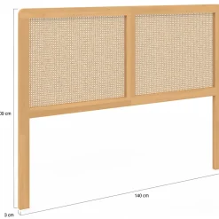 IDMarket Tête de lit sur pied EDHEN 140 cm cannage et bois