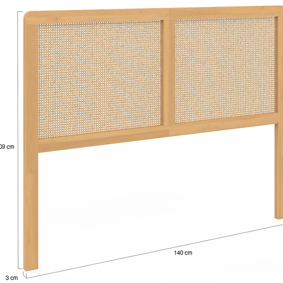 IDMarket Tête de lit sur pied EDHEN 140 cm cannage et bois