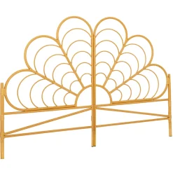 IDMarket Tête de lit sur pied IVY 160 cm effet rotin en forme de fleur