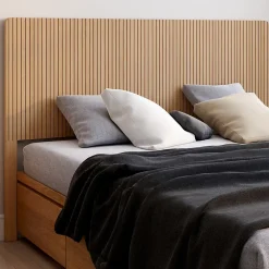 IDMarket Tête de lit sur pied JULIETTE 160 cm effet lattes tasseau bois Best