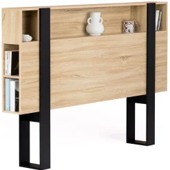 IDMarket Tête de lit sur pied PHOENIX 160 cm avec rangements bois et noir