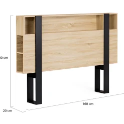 IDMarket Tête de lit sur pied PHOENIX 160 cm avec rangements bois et noir