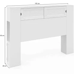 IDMarket Tête de lit sur pied SALEM 145 cm avec rangements fermés et niches blanc Online
