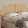 IDMarket Tête de lit suspendue IVY 160 cm effet rotin et cannage en forme de fleur