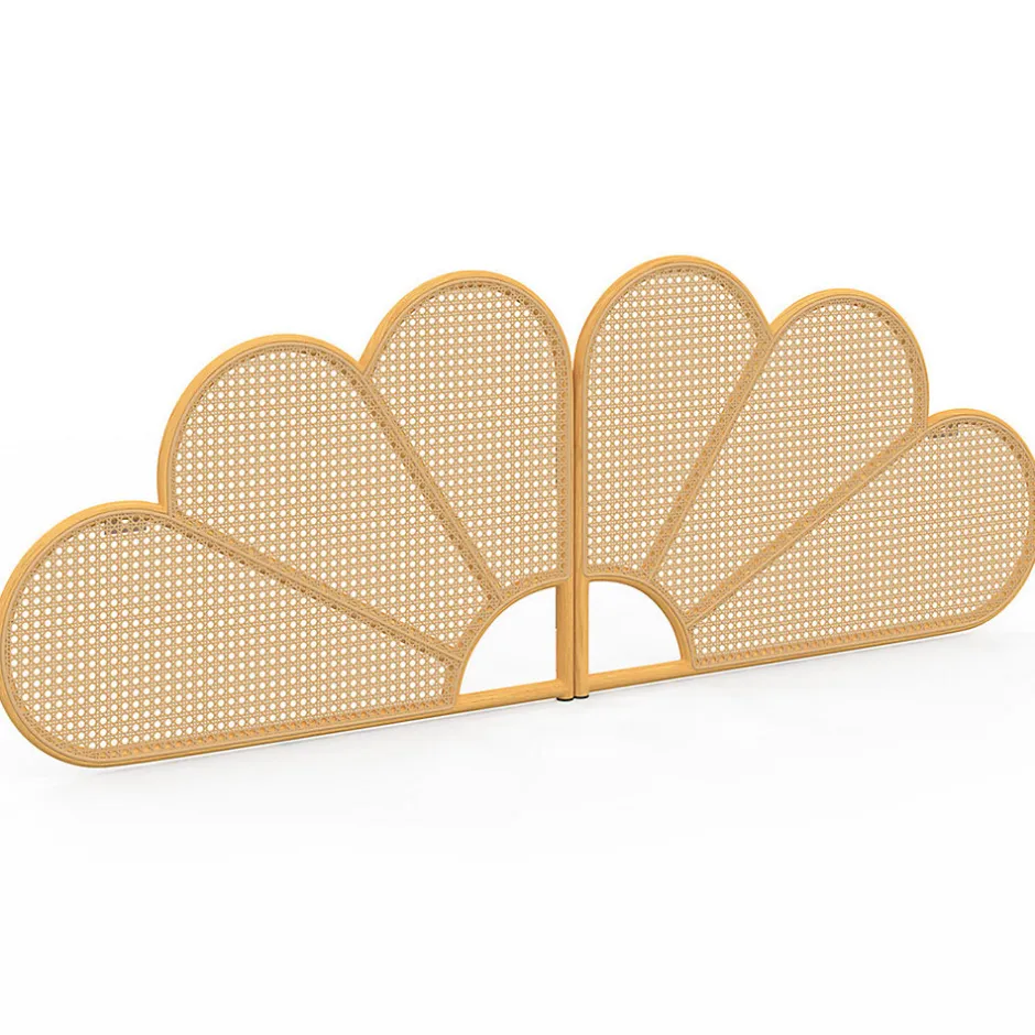 IDMarket Tête de lit suspendue IVY 160 cm effet rotin et cannage en forme de fleur