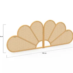 IDMarket Tête de lit suspendue IVY 160 cm effet rotin et cannage en forme de fleur