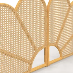 IDMarket Tête de lit suspendue IVY 160 cm effet rotin et cannage en forme de fleur